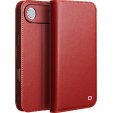 iPhone 17 Air Case Hülle - Qialino Flip Matt Wallet Echtleder - Rot