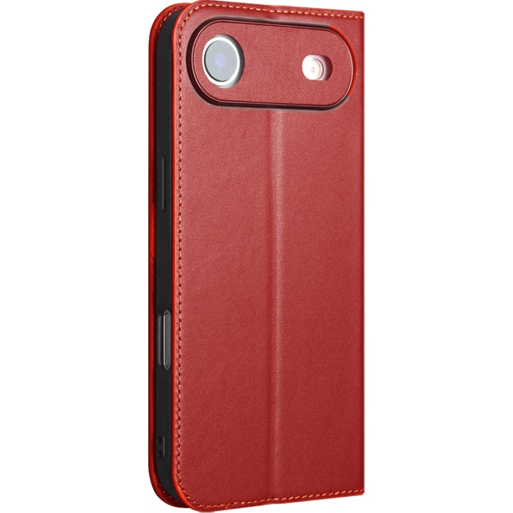 iPhone 17 Air Case Hülle - Qialino Flip Matt Wallet Echtleder - Rot