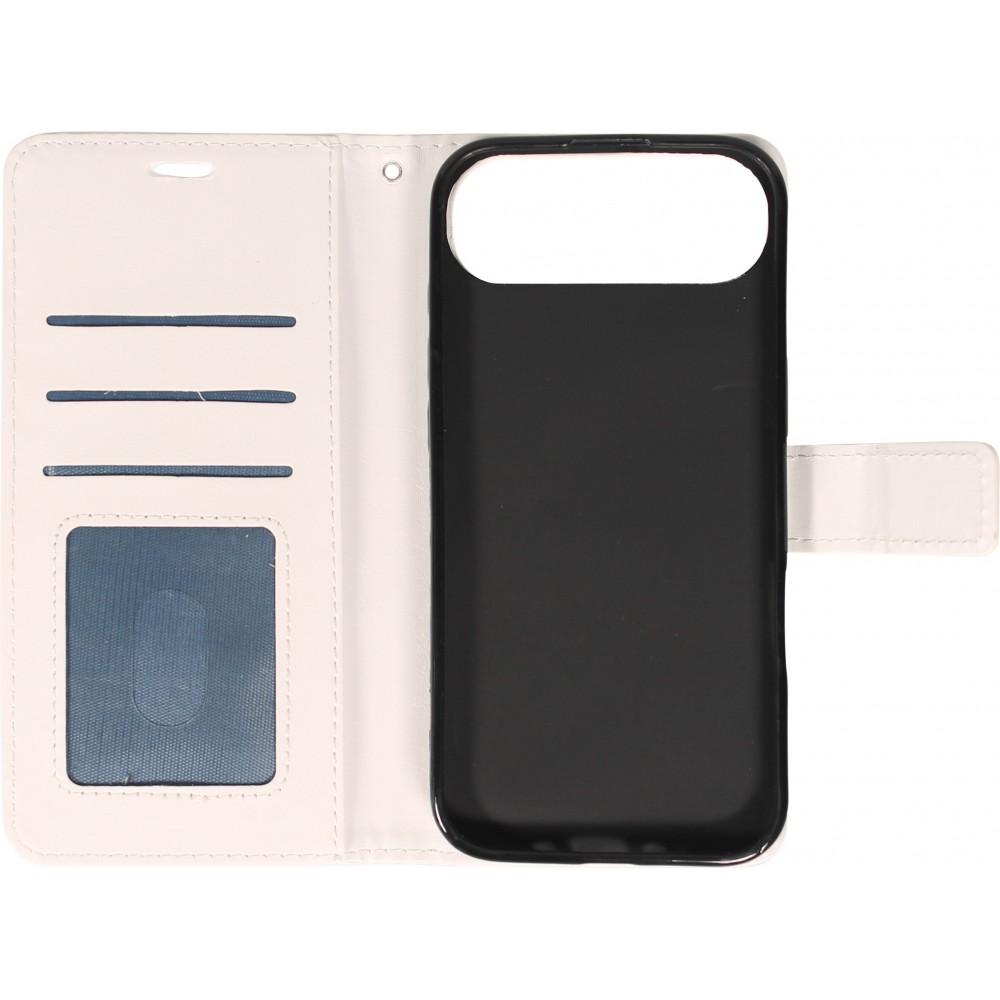 Hülle iPhone Air - Premium Flip Leder Tasche - Weiss