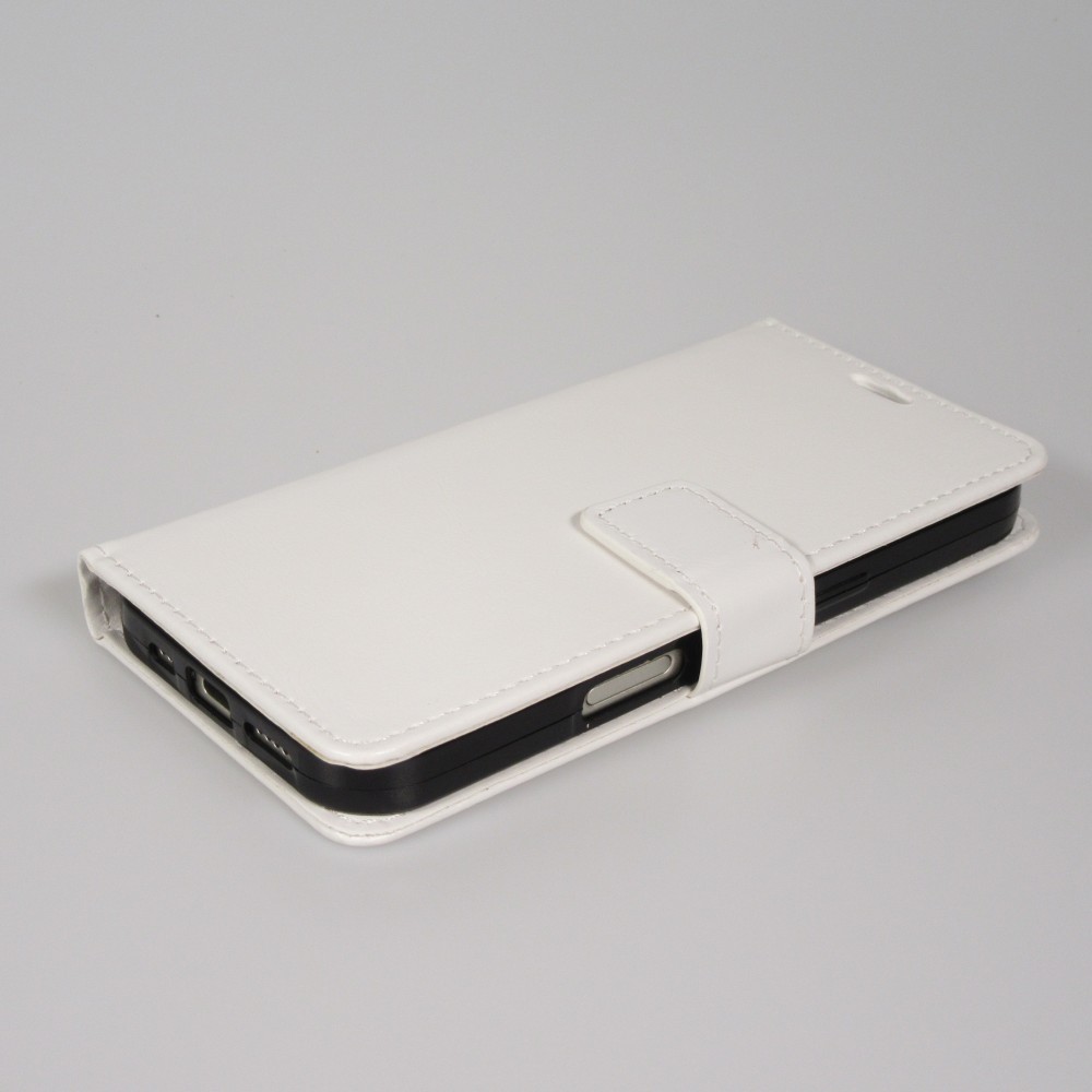 Hülle iPhone Air - Premium Flip Leder Tasche - Weiss
