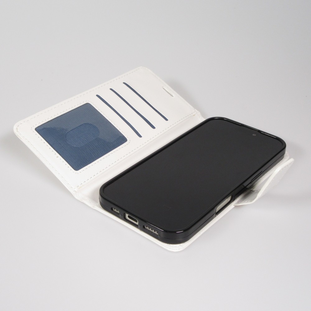 Hülle iPhone Air - Premium Flip Leder Tasche - Weiss