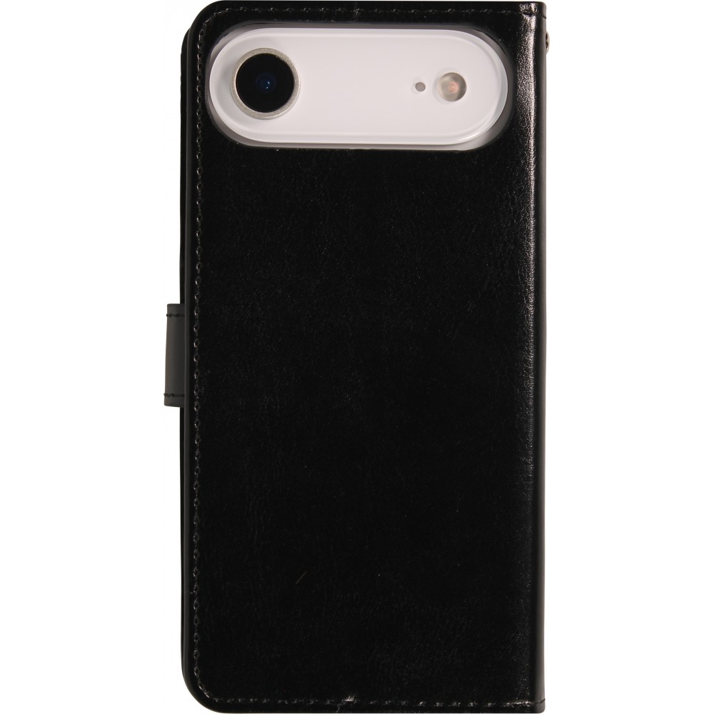 iPhone Air Case Hülle - Premium Flip Leder Tasche - Schwarz