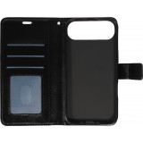 iPhone Air Case Hülle - Premium Flip Leder Tasche - Schwarz