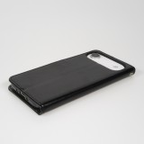 iPhone Air Case Hülle - Premium Flip Leder Tasche - Schwarz