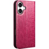 iPhone 17 Case Hülle - Qialino Croco Flip Echtleder - Rosa