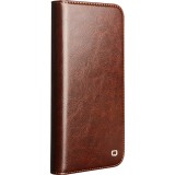 iPhone 17 Case Hülle - Qialino Flip Classic Wallet Echtleder - Braun