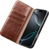 iPhone 17 Case Hülle - Qialino Flip Classic Wallet Echtleder - Braun