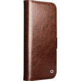 iPhone 17 Case Hülle - Flip Qialino Echtleder mit magnetischem Verschluss - Braun