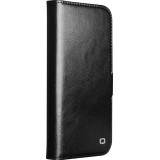 iPhone 17 Case Hülle - Flip Qialino Echtleder mit magnetischem Verschluss - Schwarz