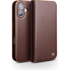 iPhone 17 Case Hülle - Qialino Flip Matt Wallet Echtleder - Braun