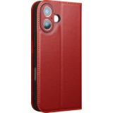 iPhone 17 Case Hülle - Qialino Flip Matt Wallet Echtleder - Rot