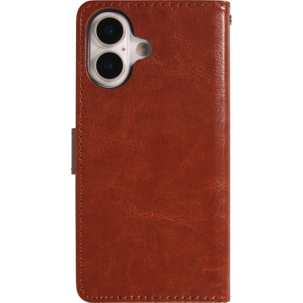 Hülle iPhone 17 - Premium Flip Leder Tasche - Braun