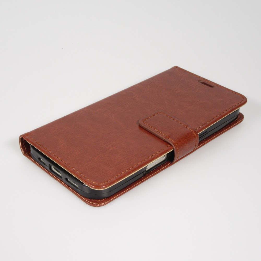 Hülle iPhone 17 - Premium Flip Leder Tasche - Braun