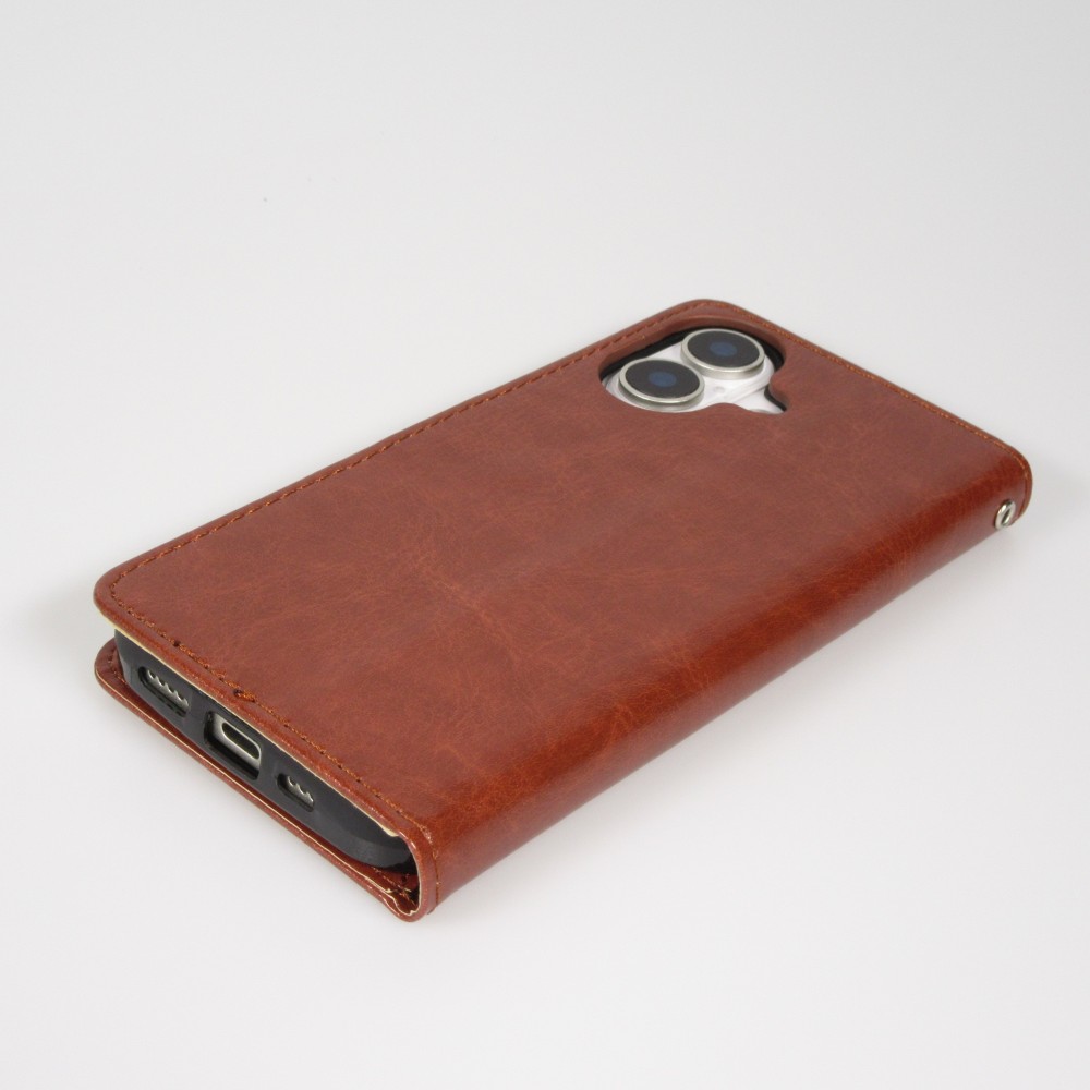 Hülle iPhone 17 - Premium Flip Leder Tasche - Braun