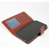 Hülle iPhone 17 - Premium Flip Leder Tasche - Braun