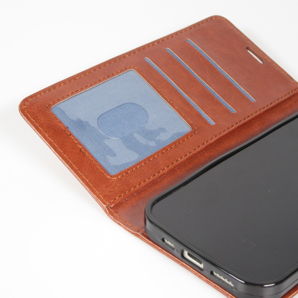 Hülle iPhone 17 - Premium Flip Leder Tasche - Braun
