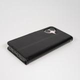 iPhone 17 Case Hülle - Premium Flip Leder Tasche - Schwarz