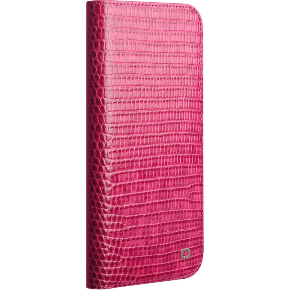 iPhone 17 Pro Case Hülle - Qialino Croco Flip Echtleder - Rosa