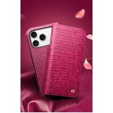 iPhone 17 Pro Case Hülle - Qialino Croco Flip Echtleder - Rosa