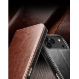iPhone 17 Pro Max Case Hülle - Qialino Flip Classic Wallet Echtleder - Braun