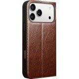 iPhone 17 Pro Max Case Hülle - Qialino Flip Classic Wallet Echtleder - Braun