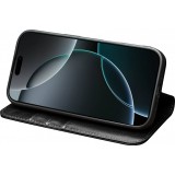 iPhone 17 Pro Max Case Hülle - Qialino Flip Classic Wallet Echtleder - Schwarz