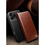 iPhone 17 Pro Max Case Hülle - Qialino Flip Classic Wallet Echtleder - Schwarz