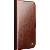 iPhone 17 Pro Case Hülle - Flip Qialino Echtleder mit magnetischem Verschluss - Braun
