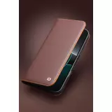 iPhone 17 Pro Case Hülle - Qialino Flip Matt Wallet Echtleder - Braun