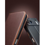 iPhone 17 Pro Case Hülle - Qialino Flip Matt Wallet Echtleder - Braun