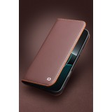 iPhone 17 Pro Case Hülle - Qialino Flip Matt Wallet Echtleder - Schwarz