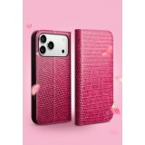 iPhone 17 Pro Max Case Hülle - Qialino Croco Flip Echtleder - Rosa