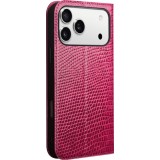 iPhone 17 Pro Max Case Hülle - Qialino Croco Flip Echtleder - Rosa