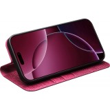 iPhone 17 Pro Max Case Hülle - Qialino Croco Flip Echtleder - Rosa