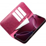 iPhone 17 Pro Max Case Hülle - Qialino Croco Flip Echtleder - Rosa