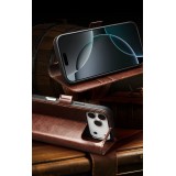 iPhone 17 Pro Max Case Hülle - Flip Qialino Echtleder mit magnetischem Verschluss - Braun