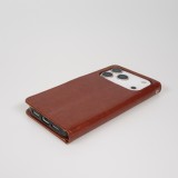 Hülle iPhone 17 Pro Max - Premium Flip Leder Tasche - Braun