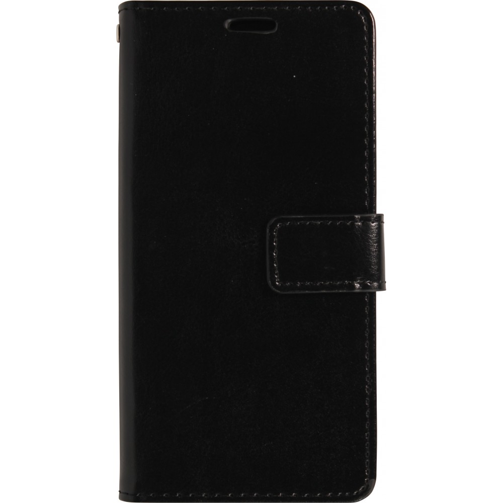 Fourre iPhone 17 Pro Max - Premium Flip cuir lisse porte-cartes - Noir