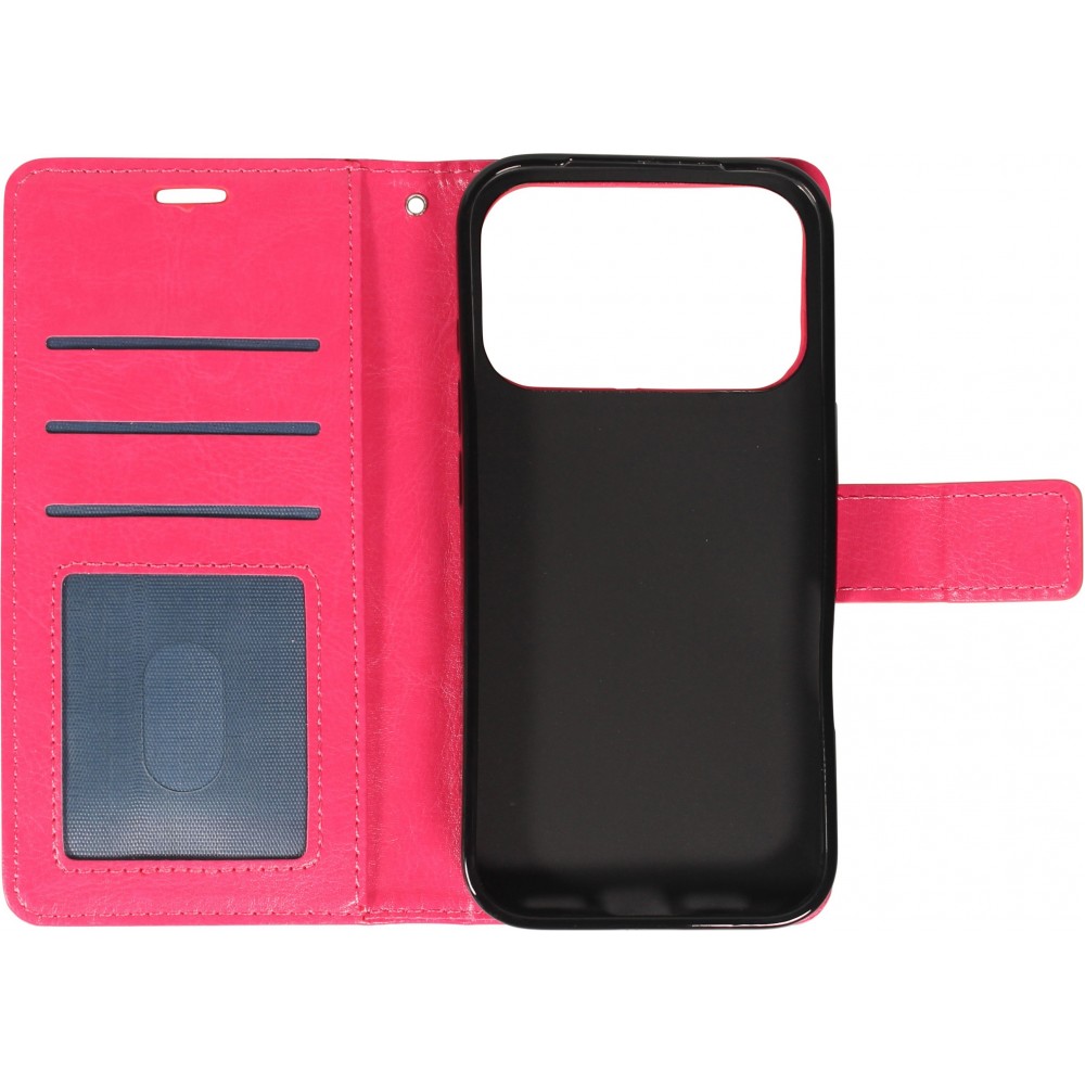 Hülle iPhone 17 Pro Max - Premium Flip Leder Tasche - Dunkelrosa