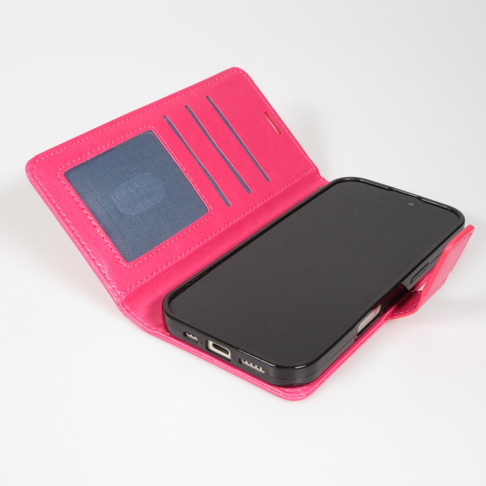 Hülle iPhone 17 Pro Max - Premium Flip Leder Tasche - Dunkelrosa
