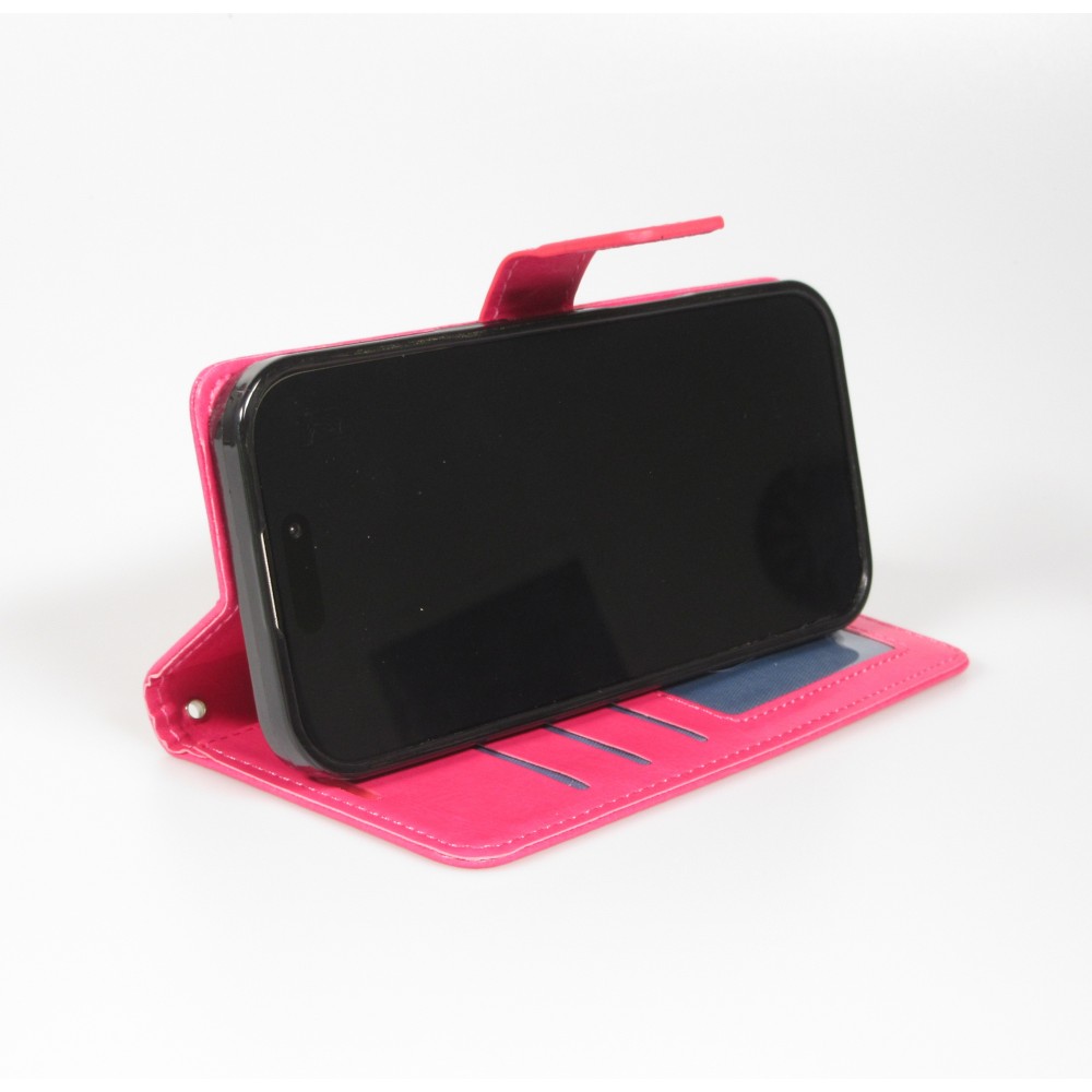 Hülle iPhone 17 Pro Max - Premium Flip Leder Tasche - Dunkelrosa