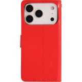 Fourre iPhone 17 Pro Max - Premium Flip cuir lisse porte-cartes - Rouge