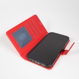 Fourre iPhone 17 Pro Max - Premium Flip cuir lisse porte-cartes - Rouge