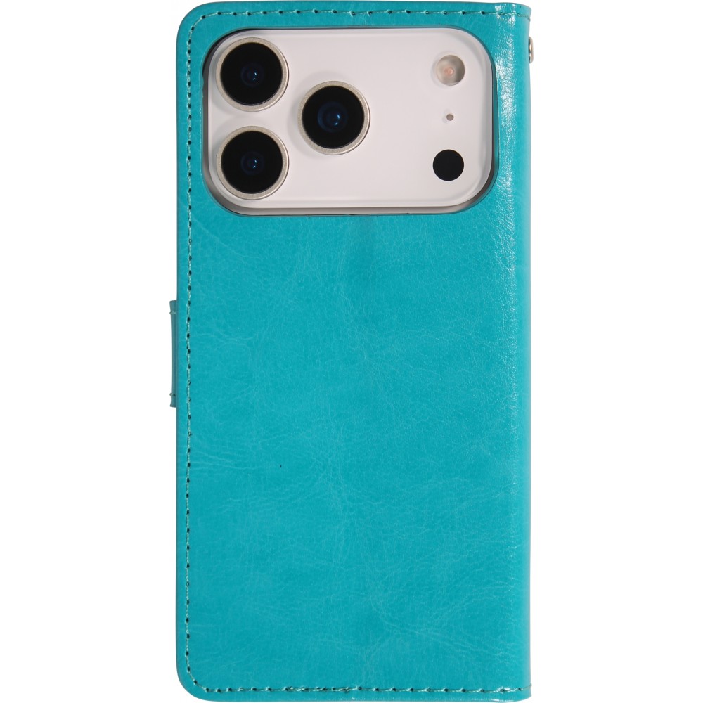 Hülle iPhone 17 Pro Max - Premium Flip Leder Tasche - Türkis
