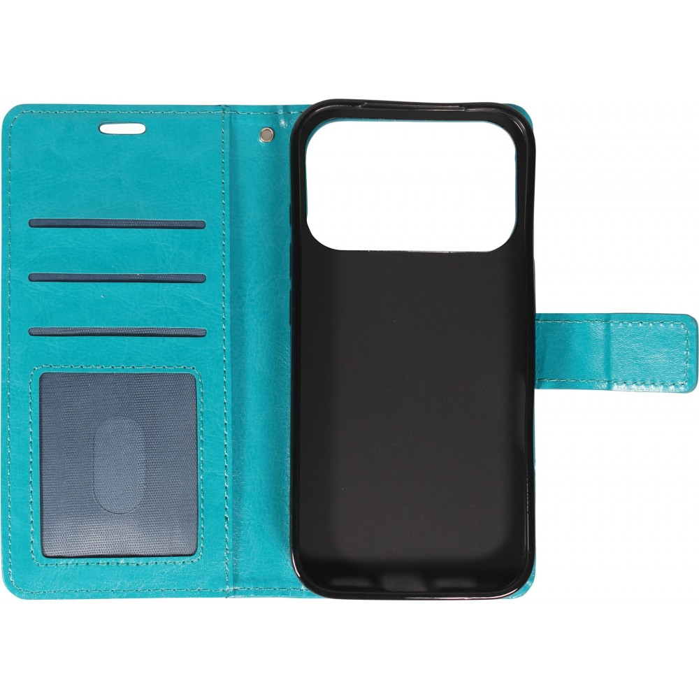 Hülle iPhone 17 Pro Max - Premium Flip Leder Tasche - Türkis