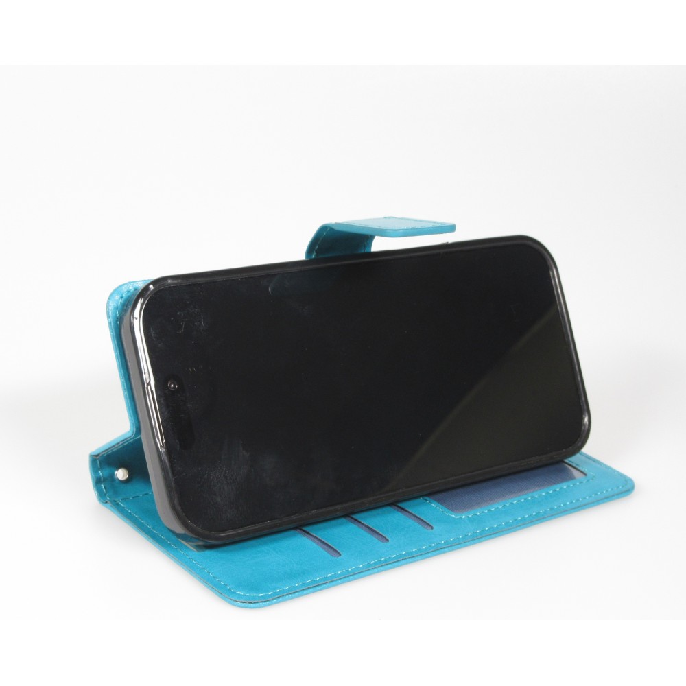 Hülle iPhone 17 Pro Max - Premium Flip Leder Tasche - Türkis
