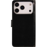 iPhone 17 Pro Case Hülle - Premium Flip Leder Tasche - Schwarz