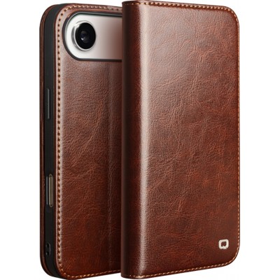 iPhone Air Case Hülle - Qialino Flip Classic Wallet Echtleder - Braun