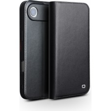 iPhone Air Case Hülle - Qialino Flip Matt Wallet Echtleder - Schwarz