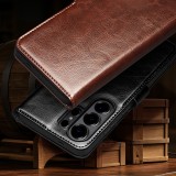 Samsung Galaxy S26+ Case Hülle - Flip Qialino Echtleder mit magnetischem Verschluss - Schwarz